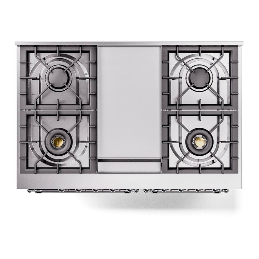 Alt View 10. ILVE - ILVE Nostalgie II Series 40 in. Dual Fuel Range with 6 Sealed Burners + Griddle (Liquid Propane, Chrome Trim) - Midnight Blue.