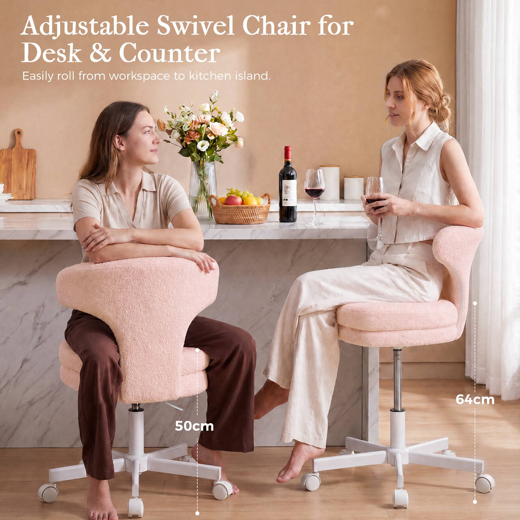 CloudRest Pro Vanity Chair Adjustable Height Swivel Desk Chair with ...