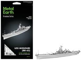Model Kit USS Missouri (BB-63) Navy Battleship (Challenging Difficulty) Steel Model by Metal Earth - Silver