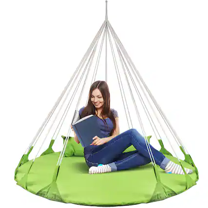 Front. Sorbus - Sorbus 56" Stylish Hanging Swing Nest, Premium Cotton Double Hammock Daybed Saucer Swing Lounger.