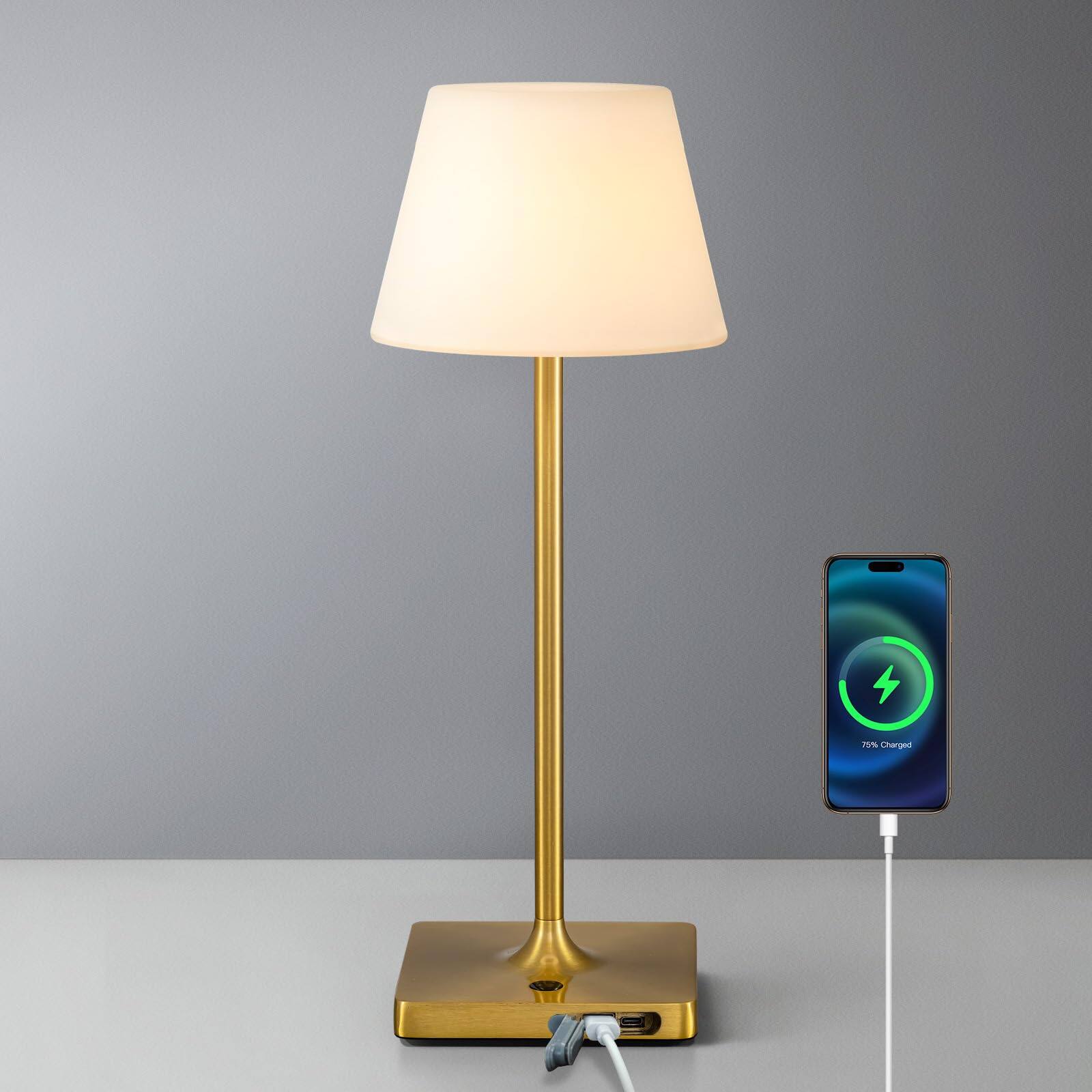 Gold + White Fabric Lampshde