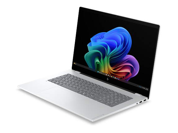 Left. HP - HP OmniBook X Laptop Computer 17.3" FHD Touch Screen Intel Core Ultra 7 16 GB - Glacier silver aluminum.
