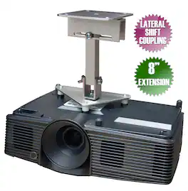 PCMD, LLC - Projector Ceiling Mount Compatible with Epson MegaPlex MG-50 MG-850HD with Lateral Shift Coupling (8-Inch Extension) - Aluminum
