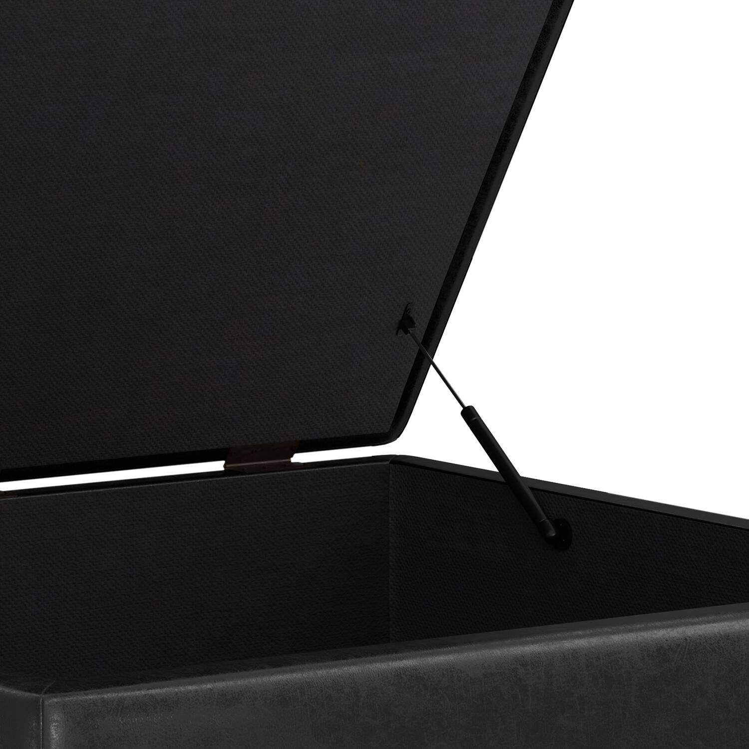 Alt View 14. Simpli Home - Shay Mid Century Large Square Coffee Table Storage Ottoman - Distressed Black.