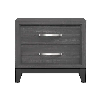 Front. Manhattan Lane - Erica Bedside Nightstand, 2 Drawers Chrome Bar Handles - Gray.