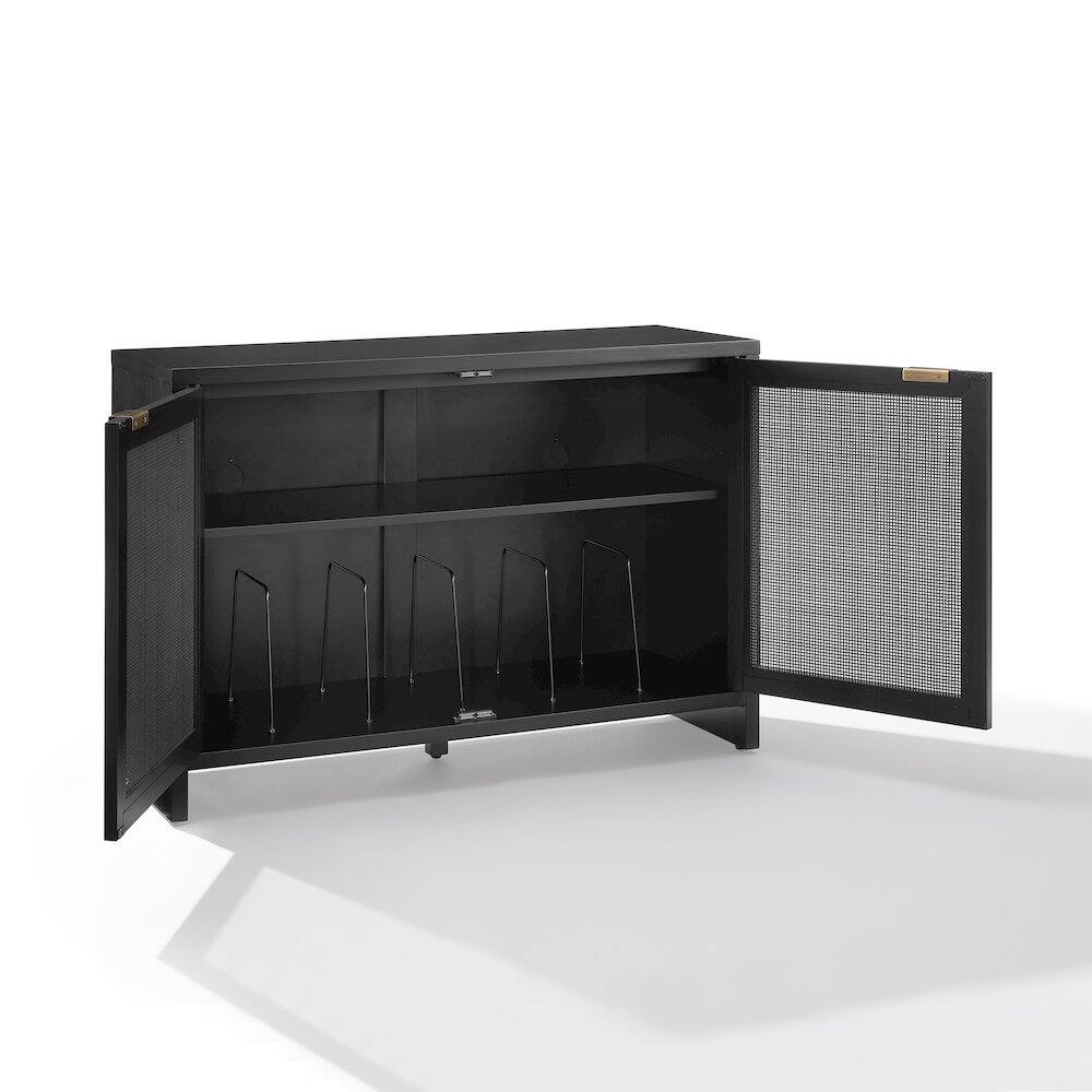 Alt View 4. Crosley Furniture - Kenji Record Player Cabinet With Vinyl Storage - Black.