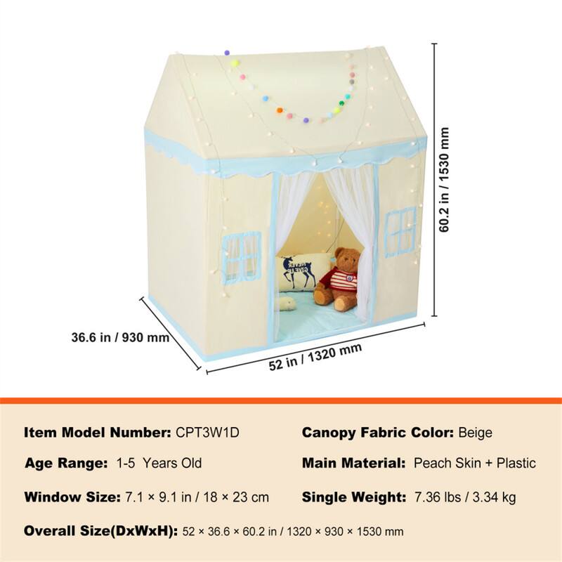 - Item Model Number: CPT3W1D
- Canopy Fabric Color: Beige
- Age Range: 1-5 Years Old
- Main Material: Peach Skin + Plastic
- Window Size: 7.1 x 9.1 in / 18 x 23 cm
- Single Weight: 7.36 lbs / 3.34 kg
- Overall Size (DxWxH): 52 x 36.6 x 60.2 in / 1320 x 930 x 1530 mm