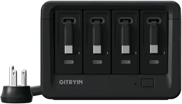 Front. Gitryin - 160W Retractable Charging Station with 4 Type-C Wall Chargers, 12-in-1 Desktop Charging Station, Black - BLACK.