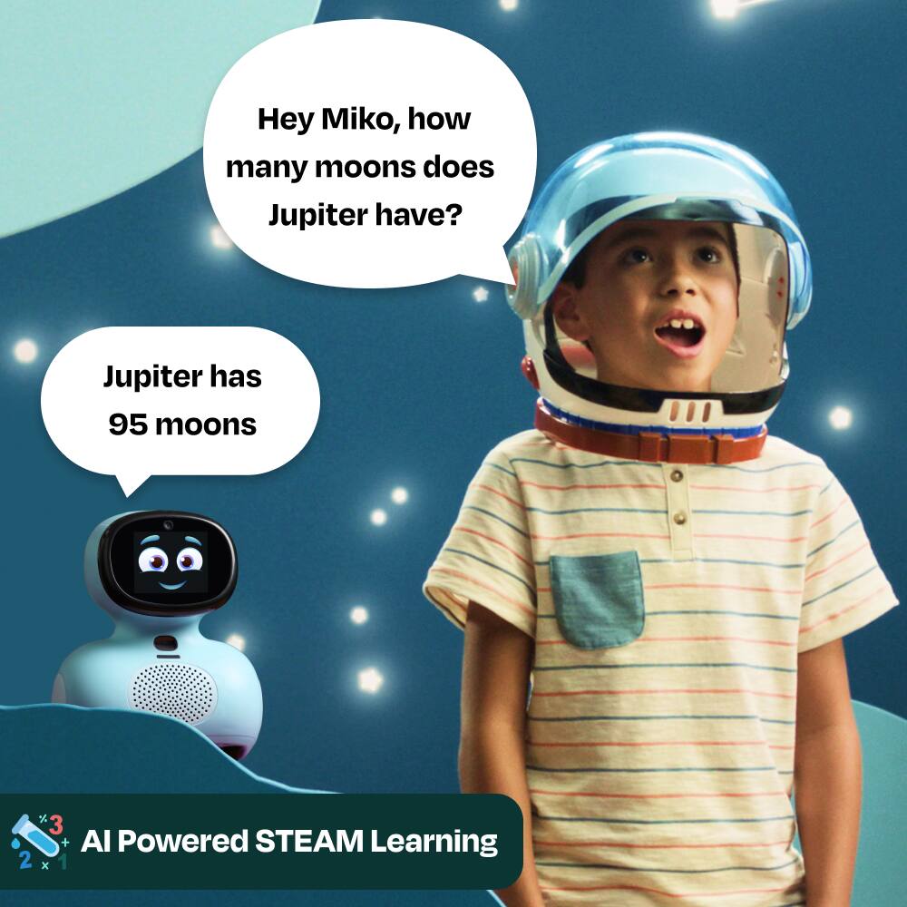 Hey Miko, how many moons does Jupiter have?  
Jupiter has 95 moons  

AI Powered STEAM Learning