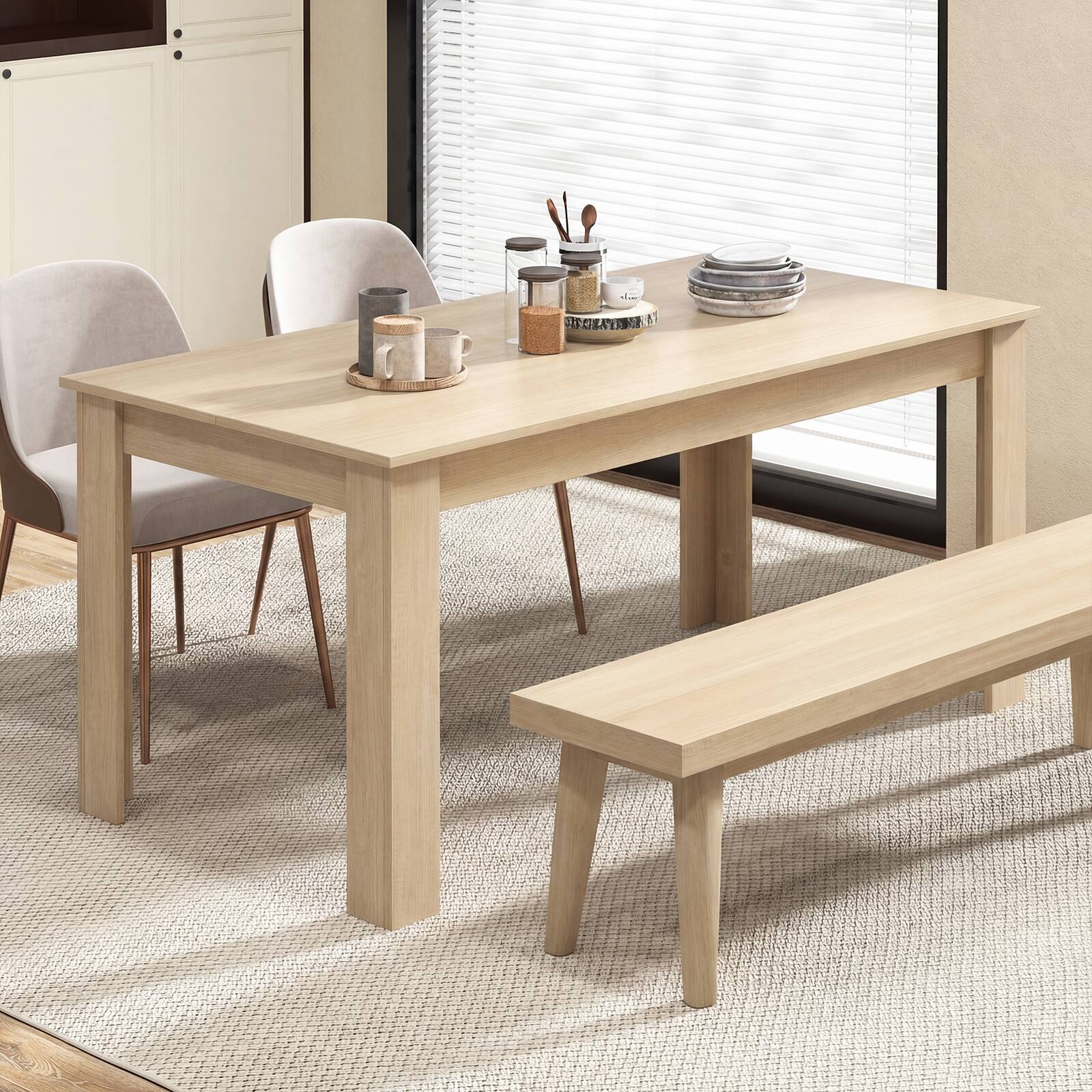 Alt View 3. Gymax - Gymax 63'' Dining Table Rectangular Modern Kitchen Table For 6 People Home Furniture - Oak.