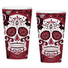 Indigo Falls - South Carolina Gamecocks Two-Pack 16oz. Dia De Los Muertos Pint Glass Set - Multicolor