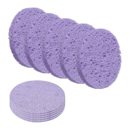 Front. Unique Bargains - 10pcs Cellulose Round Sponges Non-Scratch Compressed Scrubber for Kitchen Bathroom Household Cookware & Cleaning DIY - Purple.