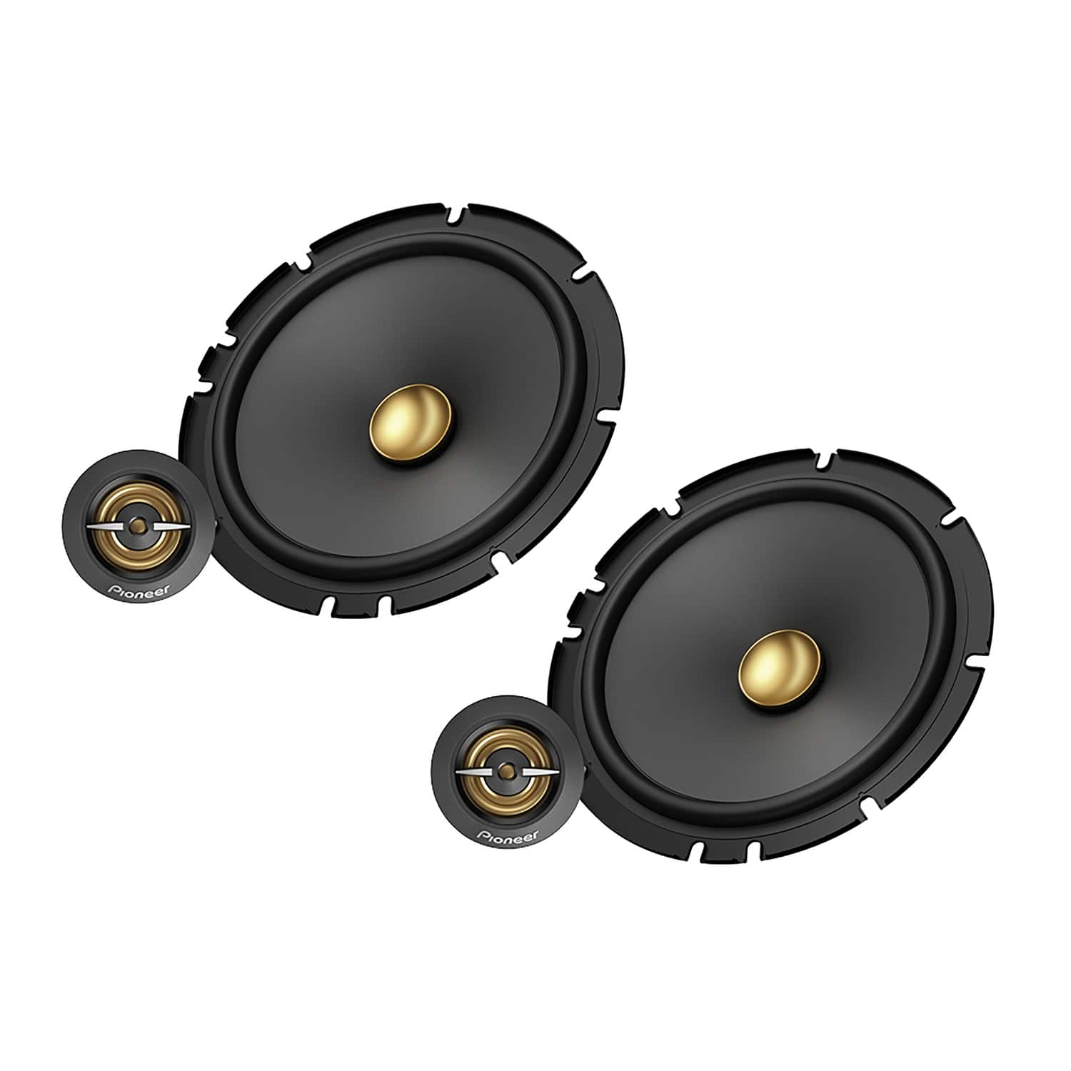 Pioneer - TS-A1601C 6.5" 2-Way A-Series 350W Component Car Speakers, 4 Ohms, Multi-Fit Adapters, Pair - Black