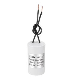 Unique Bargains - 10uF CBB60 Running Capacitor, AC 250V Cylinder 2 Wire for Air Conditioner, Compressor, Washing Machine - White