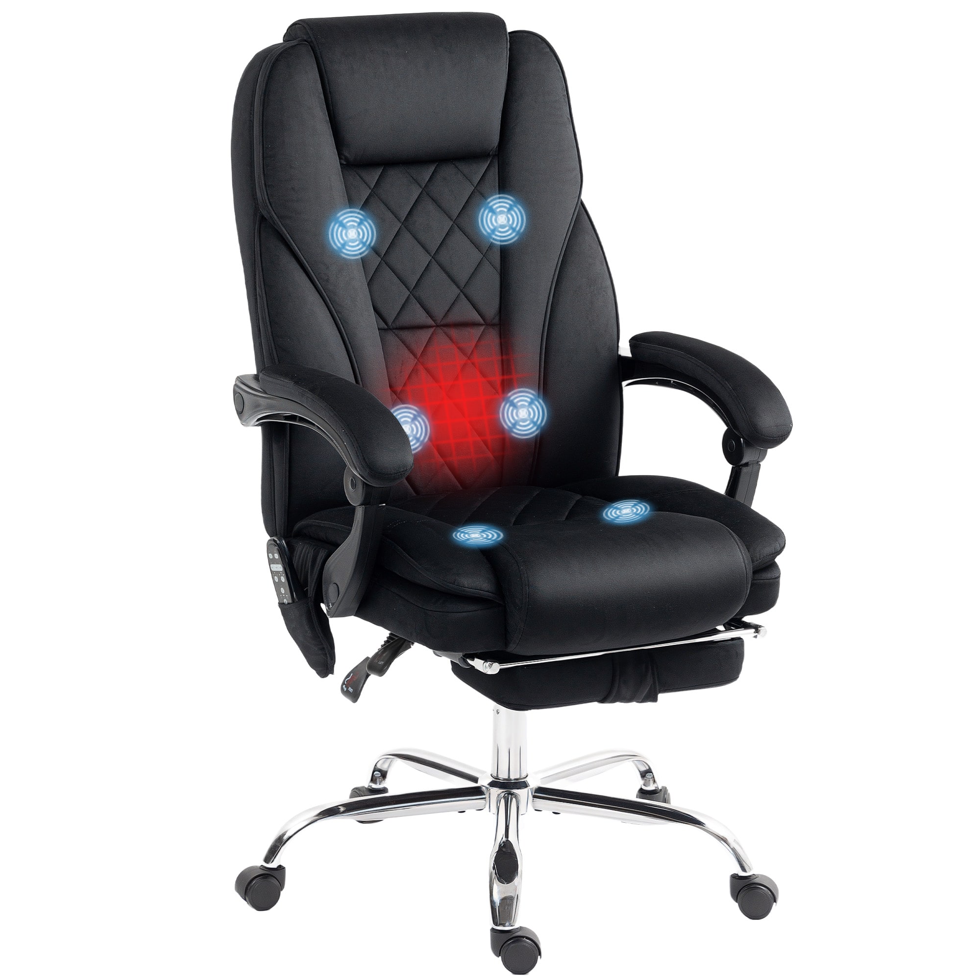 Front. Vinsetto - Massage Office Chair with Foot Rest, Executive Computer Desk Chair with 6 Vibration Points & Heat - Black.