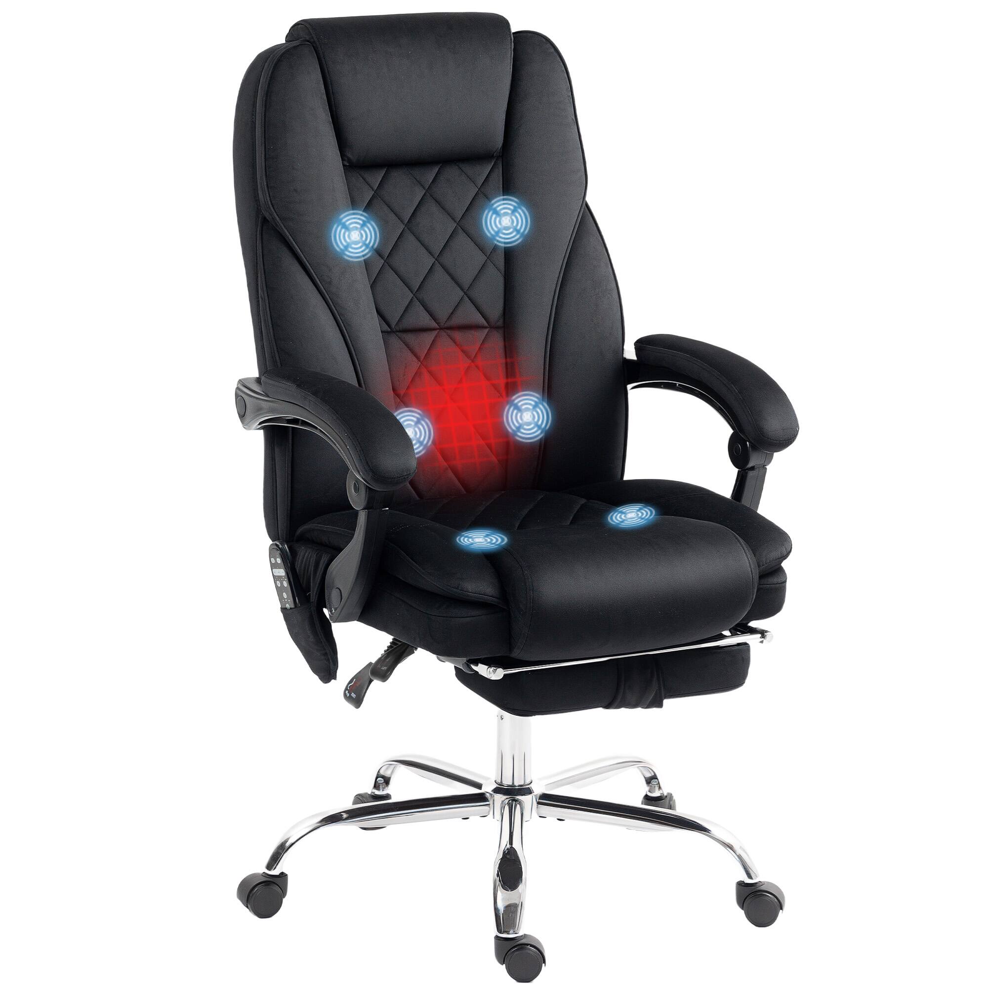 Vinsetto - Massage Office Chair with Foot Rest, Executive Computer Desk Chair with 6 Vibration Points & Heat - Black