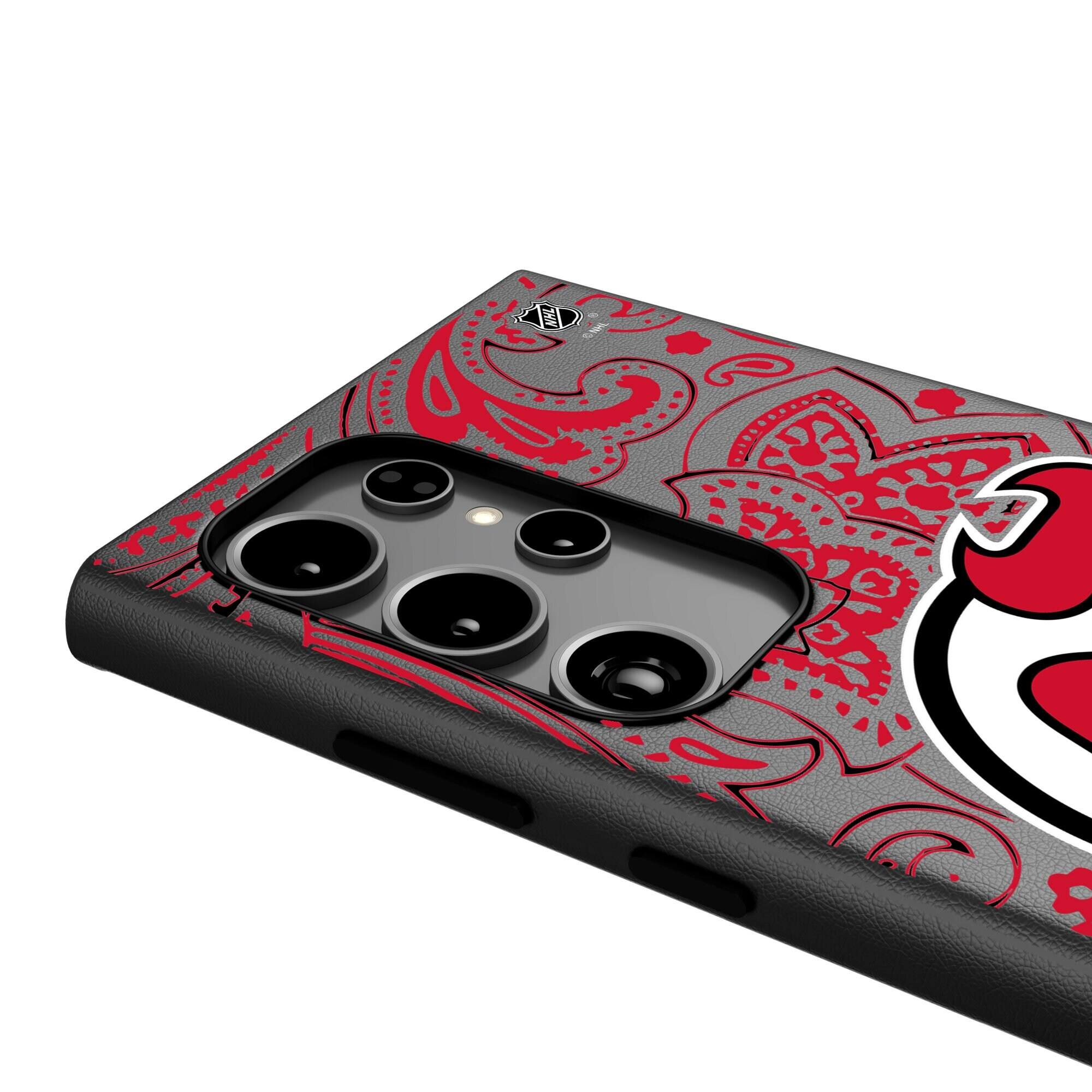 Alt View 3. Keyscaper - New Jersey Devils Paisley Galaxy Magnetic Bump Case - S25 Ultra - Black.