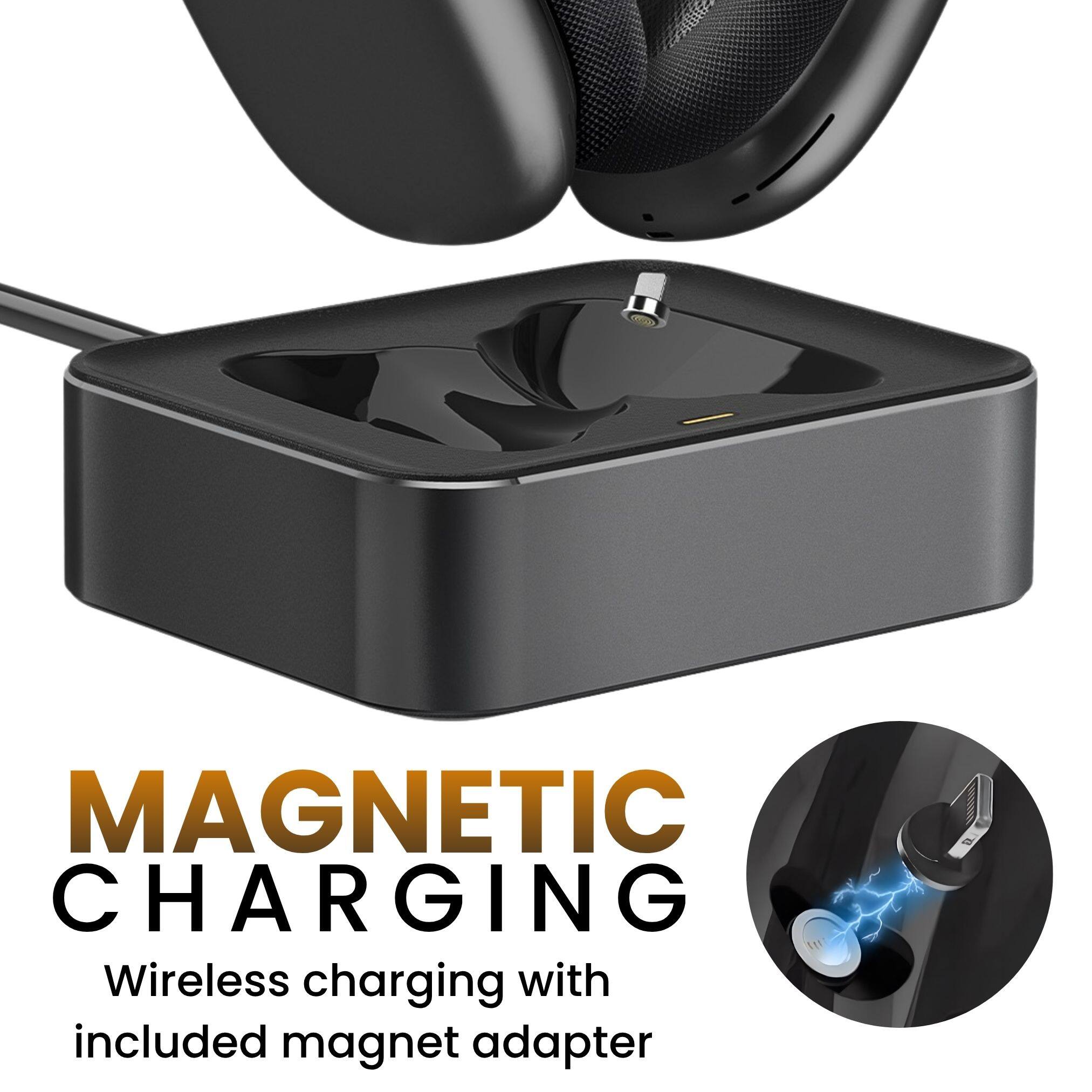 Left. Ultra Supply Co - Wireless Charging Dock for AirPods Max - Space Gray.