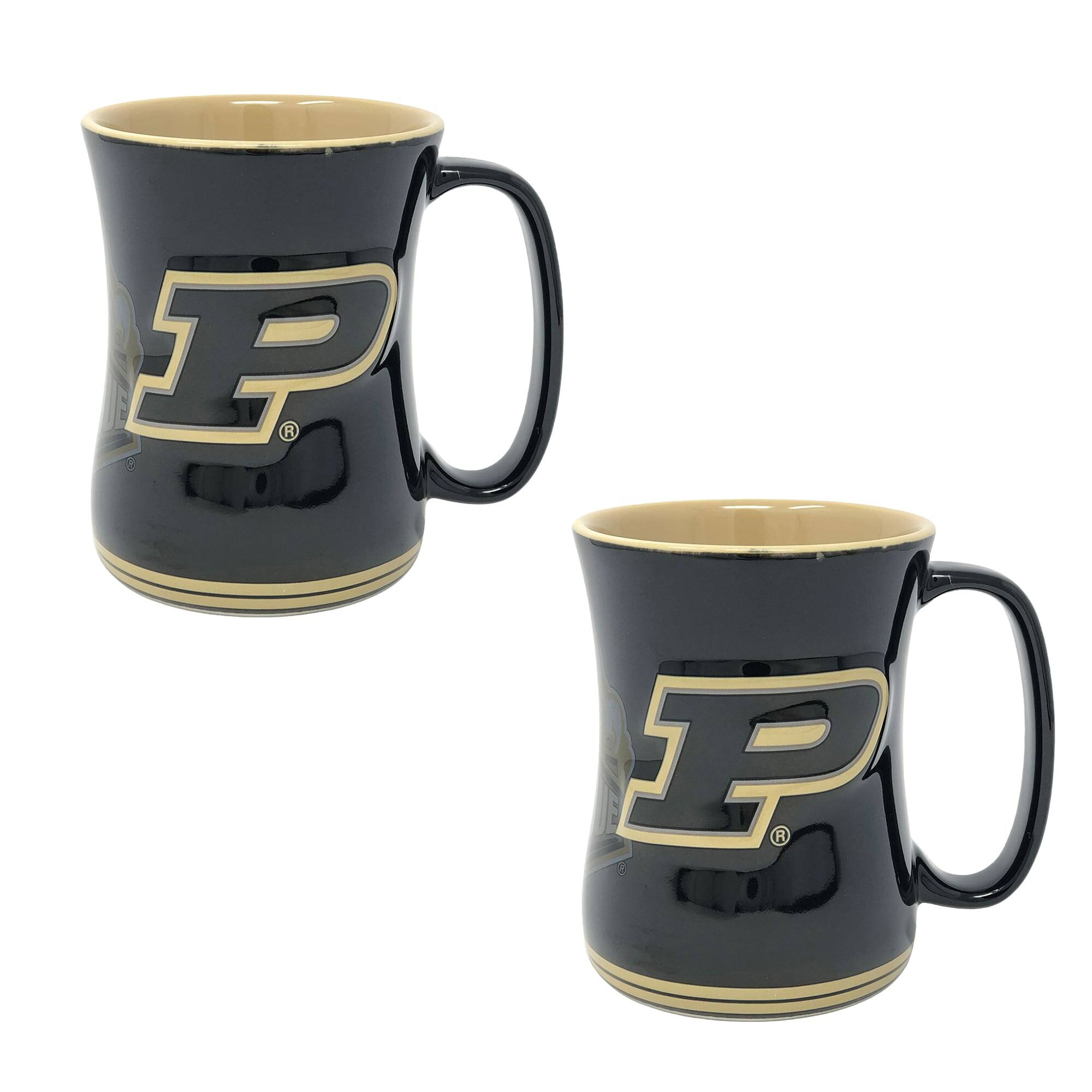 Front. Indigo Falls - Purdue Boilermakers 16oz. Sculpted Barista Mug Two-Pack - White.