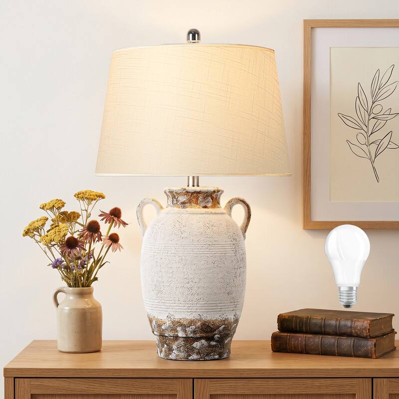 partphoner Vintage Copper Brown Ceramic Table Lamp, Single Pack White ...