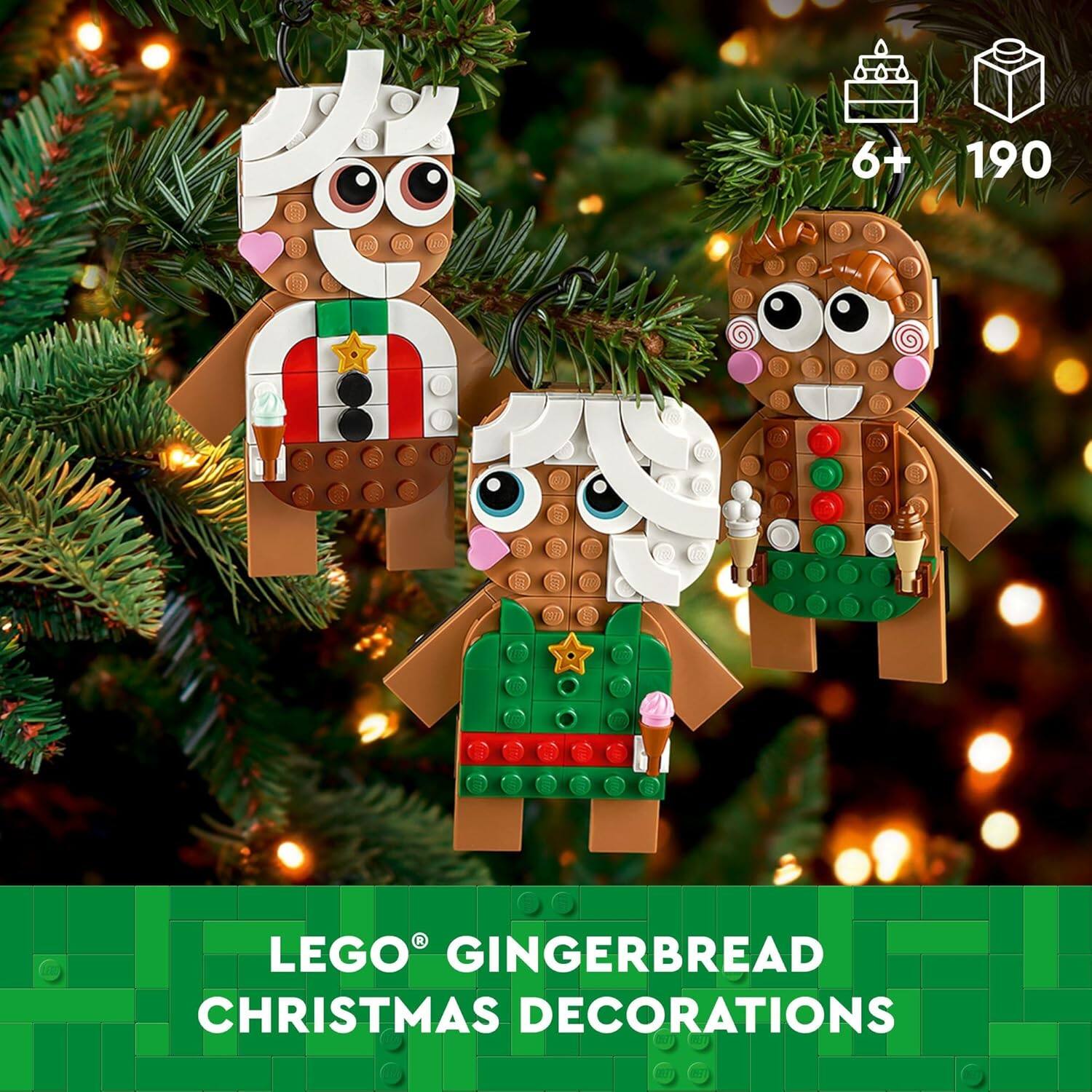 6+ 190 EN 5 LEGO GINGERBREAD CHRISTMAS DECORATIONS