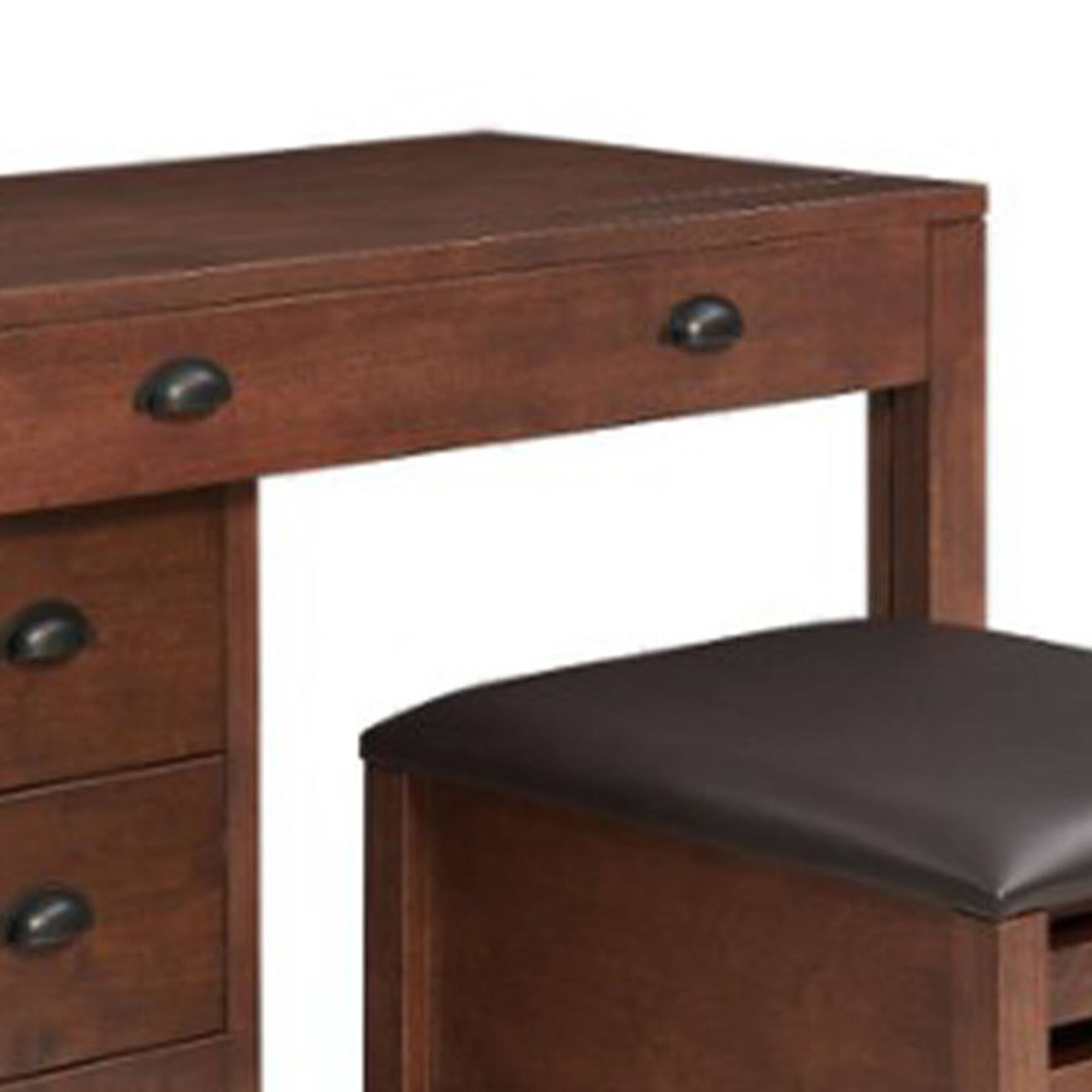 Alt View 8. Stakmore - Stakmore Wooden Expanding Desk with Ottoman and 3 Functioning Drawers, Walnut - Walnut.