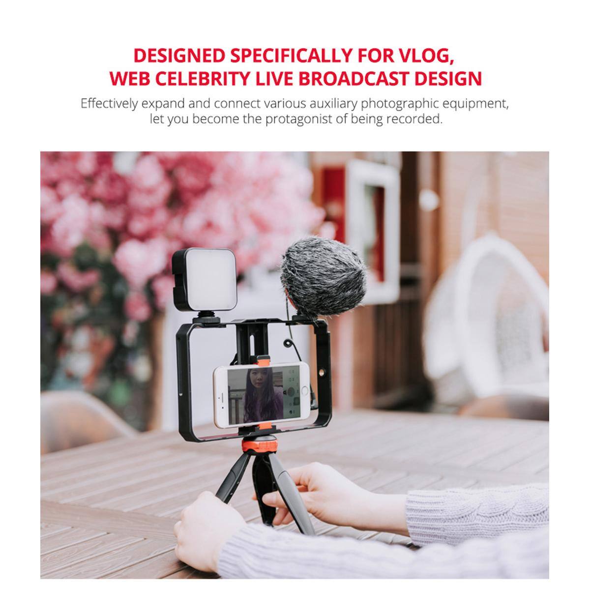 DESIGNED SPECIFICALLY FOR VLOG, WEB CELEBRITY LIVE BROADCAST DESIGN

Effectively expand and connect various auxiliary photographic equipment, let you become the protagonist of being recorded.