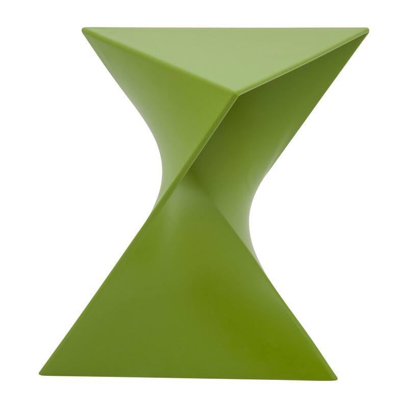 Front. LeisureMod - Randolph 15.75" Stackable Side Table, Weather-Resistant Triangular Plastic Accent End Table for Living Room or Backyard - Green.