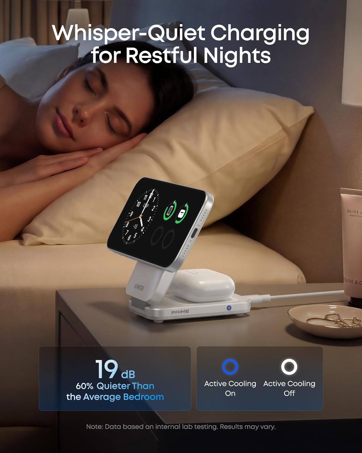 Whisper-Quiet Charging for Restful Nights

19 dB
60% Quieter Than the Average Bedroom

Active Cooling On Off

Note: Data based on internal lab testing. Results may vary.