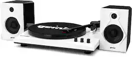 Gemini - Sound TT-900-3-Speed Turntable with Bluetooth, 2-Way Stereo Speakers, and - White