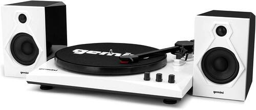 Gemini - Sound TT-900-3-Speed Turntable with Bluetooth, 2-Way Stereo Speakers, and - White