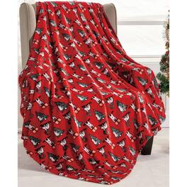 Noble House - Plazatex Christmas Sloth Micro plush Decorative All Season Color 50" X 60" Throw Blanket - Red