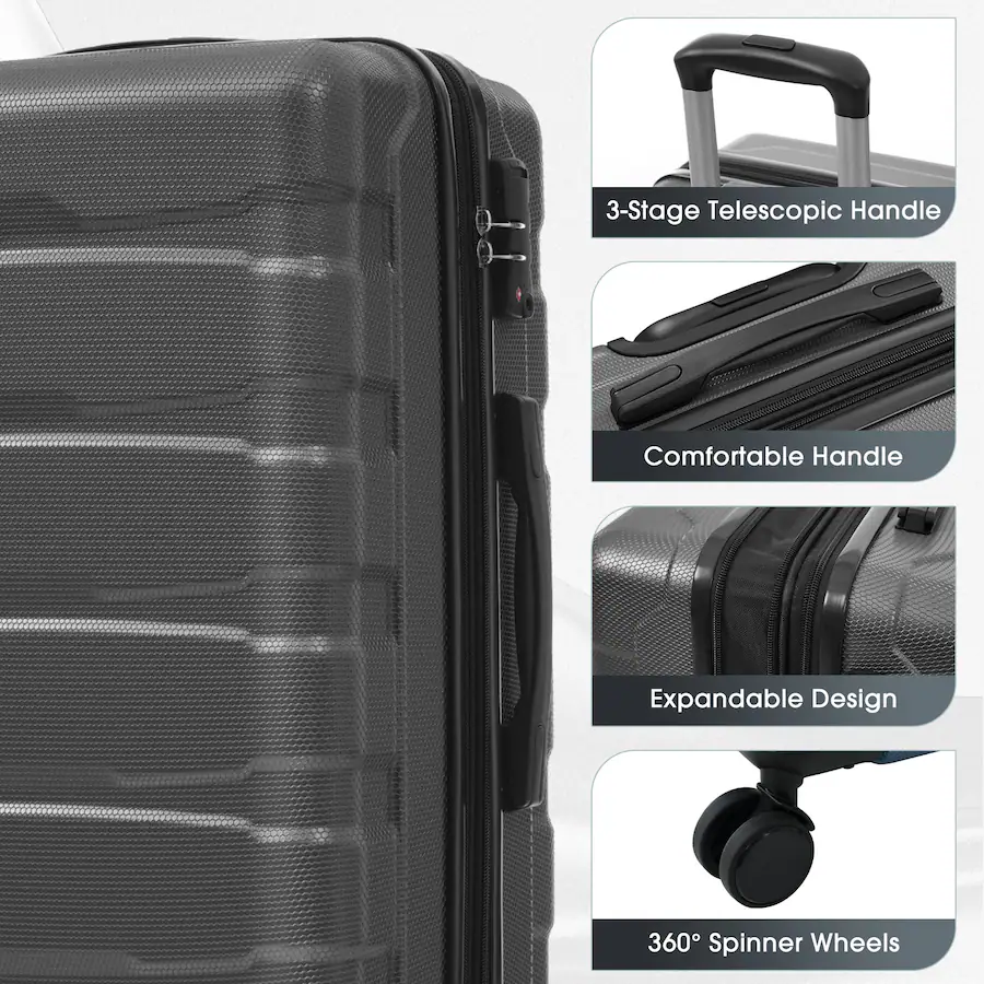 TinyHomie 28 Inch Hardshell ABS Checked Luggage Durable Expandable ...