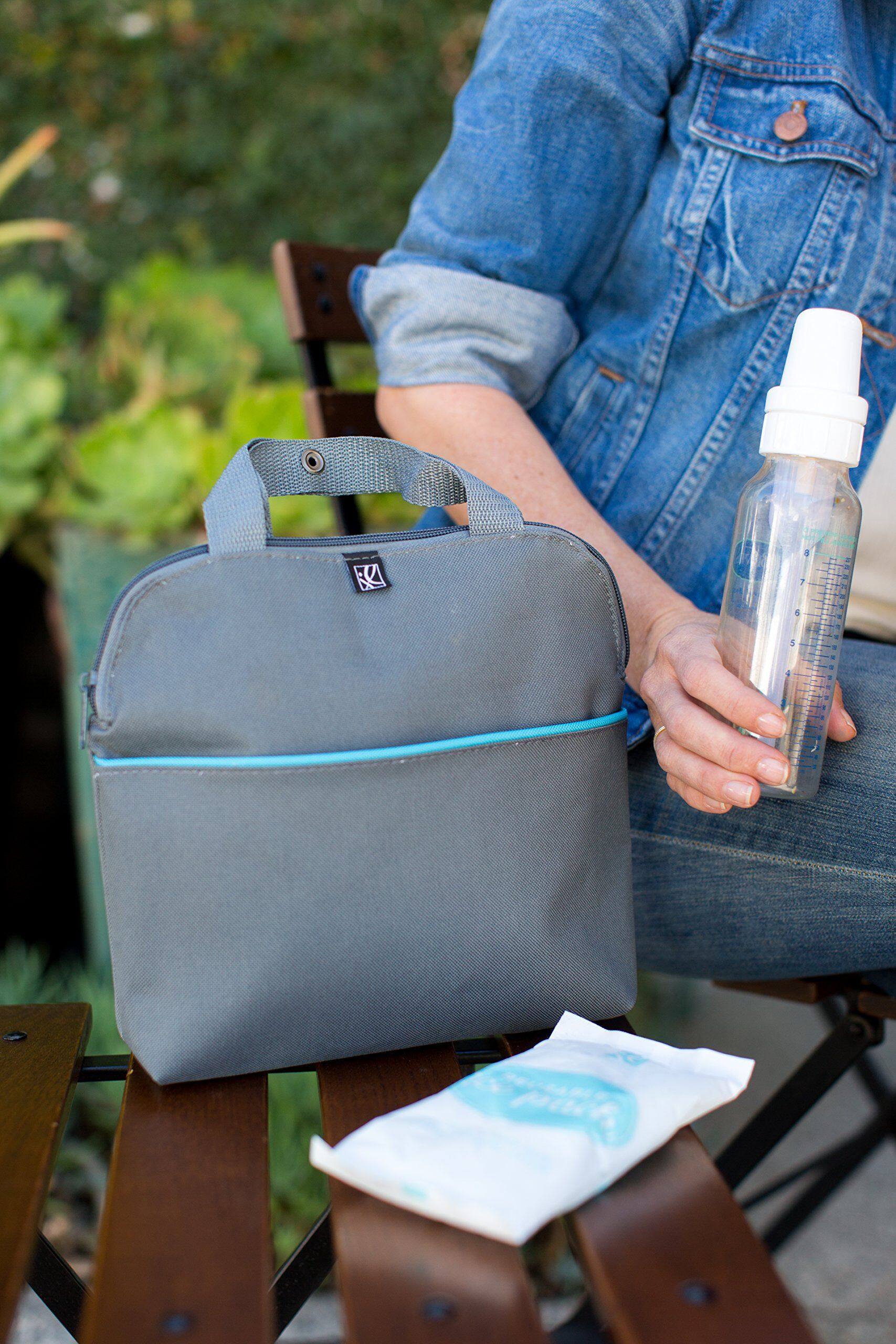Back. J.L. Childress - J.L. Childress MaxiCOOL 4 Bottle Breastmilk Cooler, Baby and Food Bag, Insulated Leak Proof, Ice Pack - Grey / Teal.
