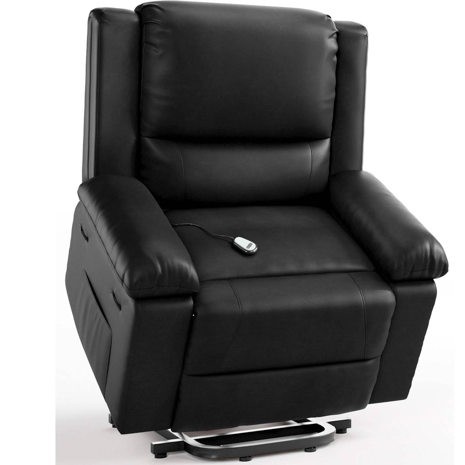 Front. Qeetex - Heat and Massage Electric Power Lift Recliner Sofa Chair for Seniors - Black.