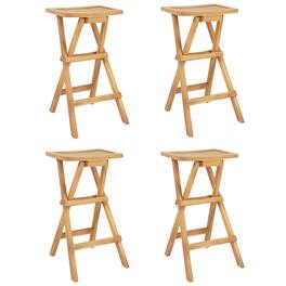 Gymax - Outdoor Bar Stools Set of 4 w/ Countered Seat & Footrest Patio Bistro Stools - Natural