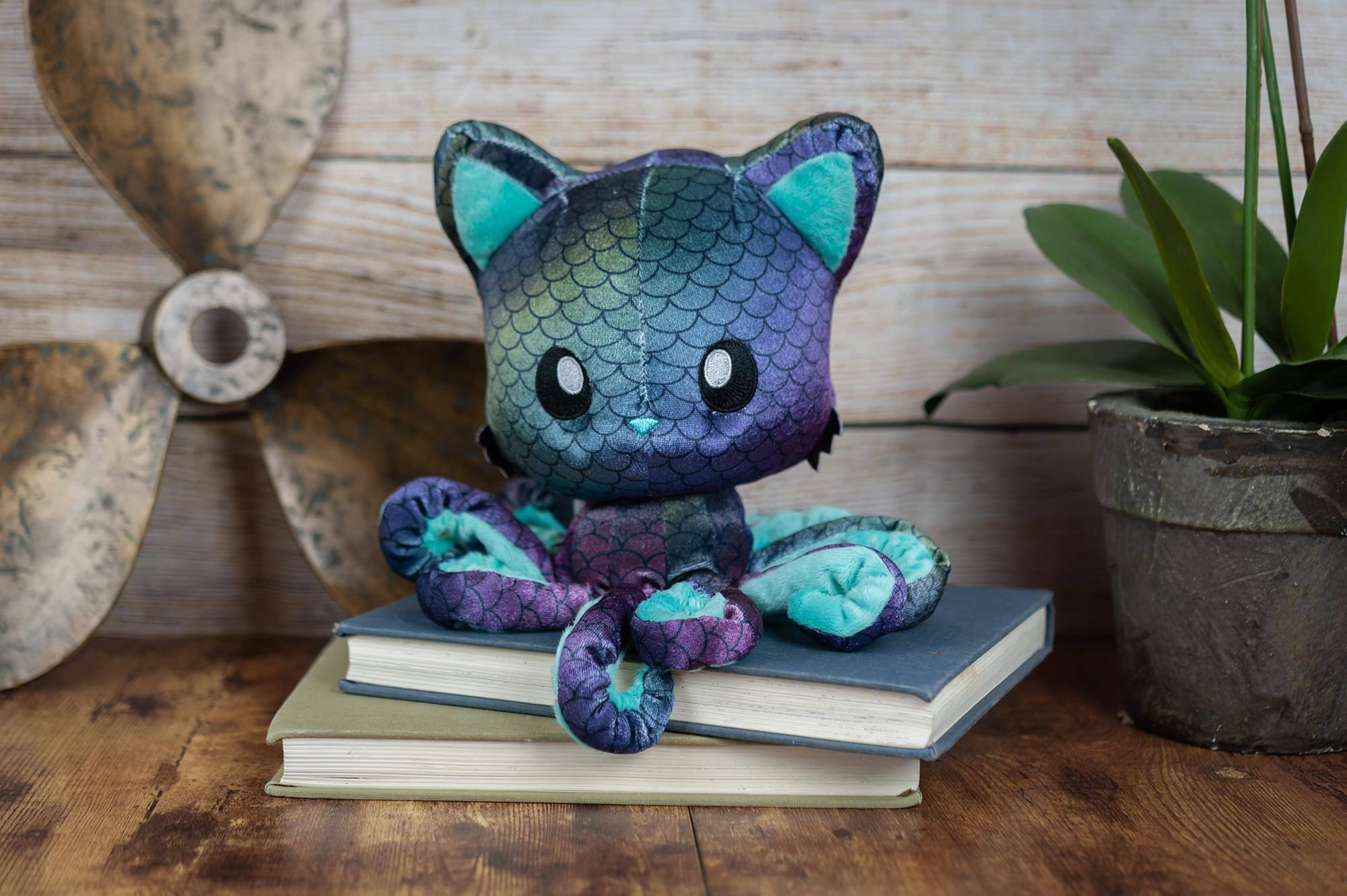 Alt View 3. Tentacle Kitty - Tentacle Kitty 8 Inch Plush Animal | Deep Sea Kitty - Blue.