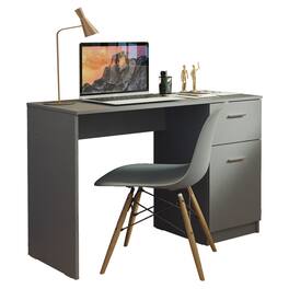 Madesa - Compact Computer Desk 43 Inch with Storage and Drawer - Gray