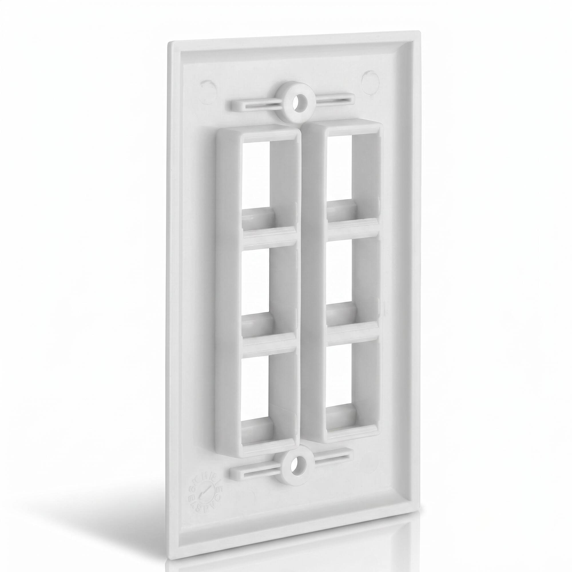 Angle. Cmple.com - Cmple - Keystone Wall Plate Cover Ethernet Wall Plates for Modular Inserts, RJ45 Keystone Jack - 6 Port - White - White.
