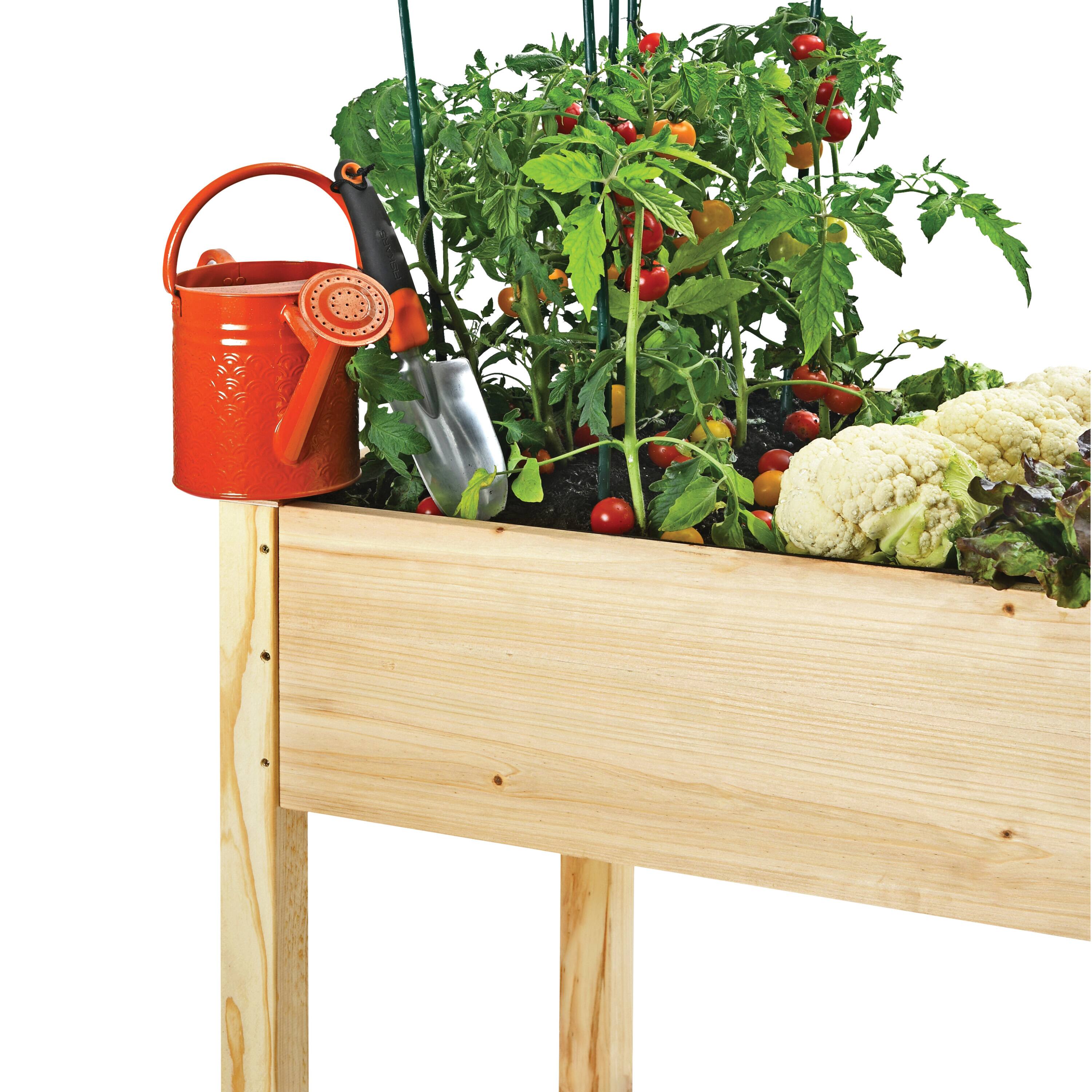 Back. Maple99 - Raised Garden Bed - Elevated Wood Planter Box with Bed Liner - Planter Box with Legs for Flowers, Herbs - 200lb Capacity - Beige.