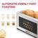 AUTOMATIC EVENLY FAST TOASTING
Setting 1: 1 Light
Setting 2: 2 Light
Setting 3: 3 Light
Setting 4: 4 Golden
Setting 5: 5 Dark
Setting 6: 6 Dark
CHNC CAPROI
888
REHEAT
PORSE
Bagel
White
Waffle
Muffin
Grain
GeekChef