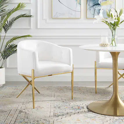 Front. Modway - Savour Tufted Performance Velvet Accent Dining Armchair by Modway - White.