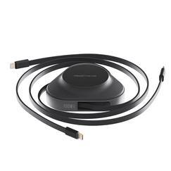 Angle. ReelCharge - ReelCharge 3 in 1 Wireless Charging Station, 15W Multi Device 100W USB C (Black).