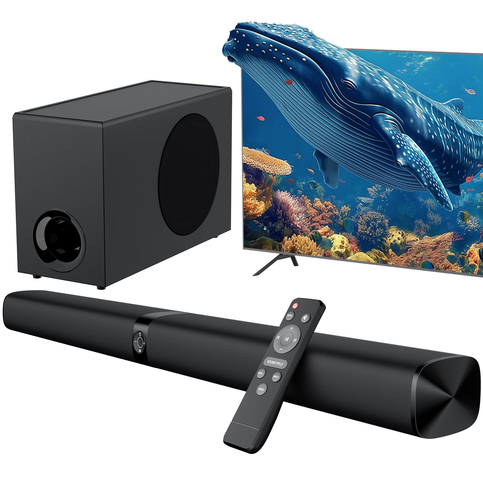 Front. Dazzling Pops - Sound Bar With Subwoofer 110w For Smart Tv Deep Bass & Volume Boost 3 Equalizer Modes tooth arc opt aux - Default.