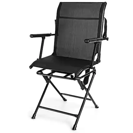 Front. Gymax - Gymax Folding Hunting Chair Portable Camping Hunting w/ Steel Frame - Black.