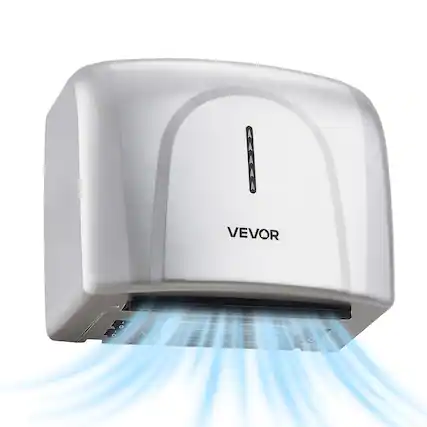 Front. VEVOR - Hand Dryer, 1300W Bathroom Air Hand Dryer, Automatic High Speed with HEPA Filter, Fast Drying, Premium ABS Construction - Silver.