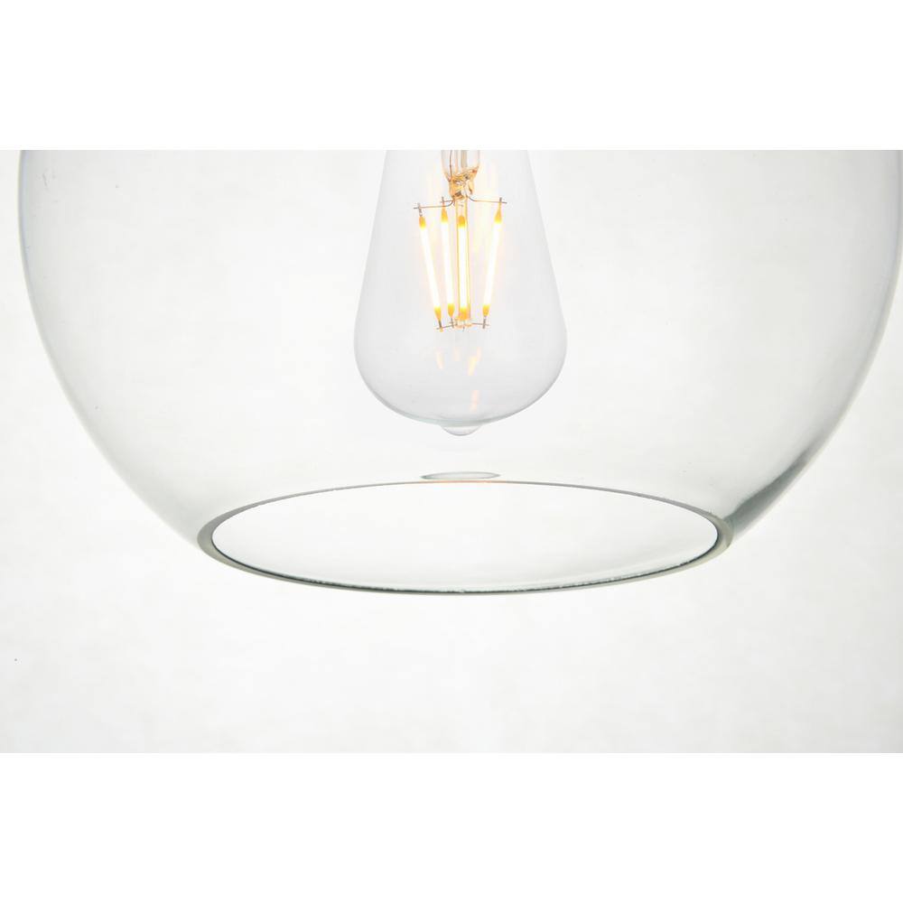 Alt View 4. Living District - Baxter 3 Lights Black Pendant With Clear Glass - Black And Clear.