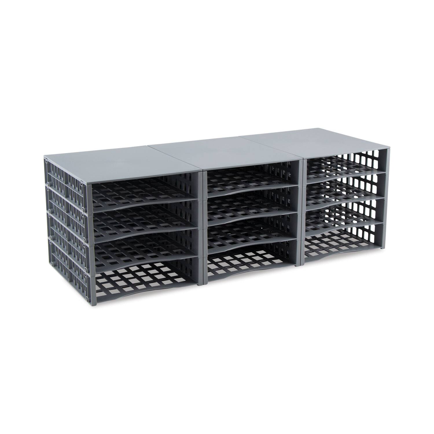 Front. Advantus - Advantus Snap Configurable Tray System, 12 Compartments, 22.75 x 9.75 x 13, Gray.