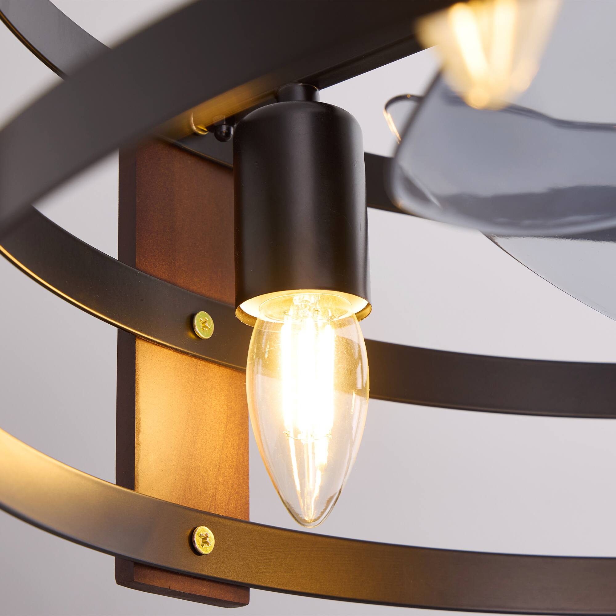 Alt View 8. Siljoy - 20 Inch Black Ribbed Flush Mount Ceiling Fan Light Modern Minimalist Bladeless Fan Chandelier for Bedroom Living Room - Brown.