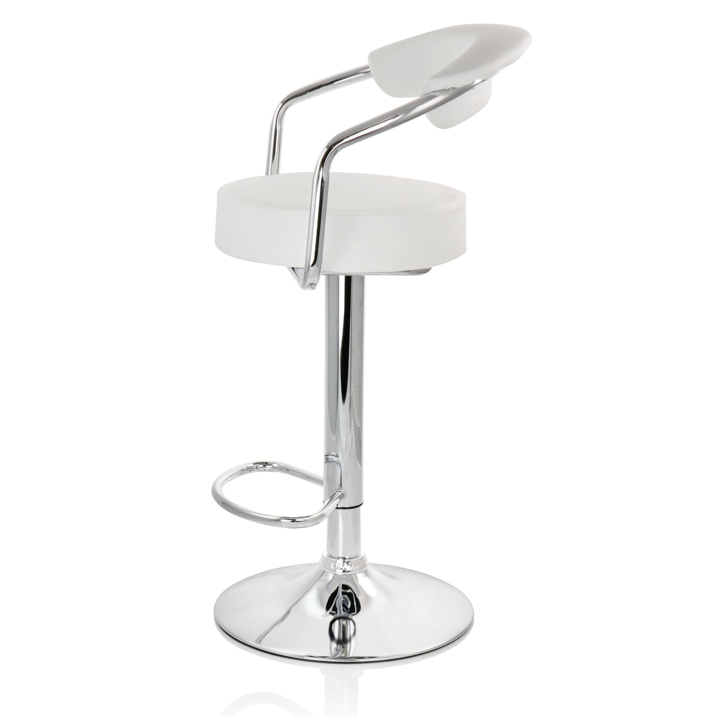 Alt View 2. Elama - Elama 2 Piece Faux Leather Retro Adjustable Bar Stool in White with Chrome Handles and Base - White.